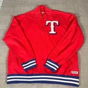 Texas Rangers MLB Stitches Red 1/4 Zip Men’s XXL Chest Patch Logo